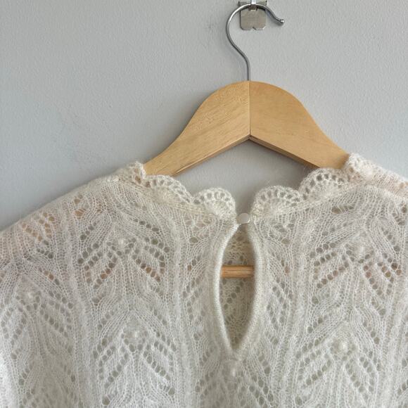 SEZANE Paris Louison Kid Mohair Jumper Knit Pullover Sweater Ecru Ivory M - Picture 12 of 13